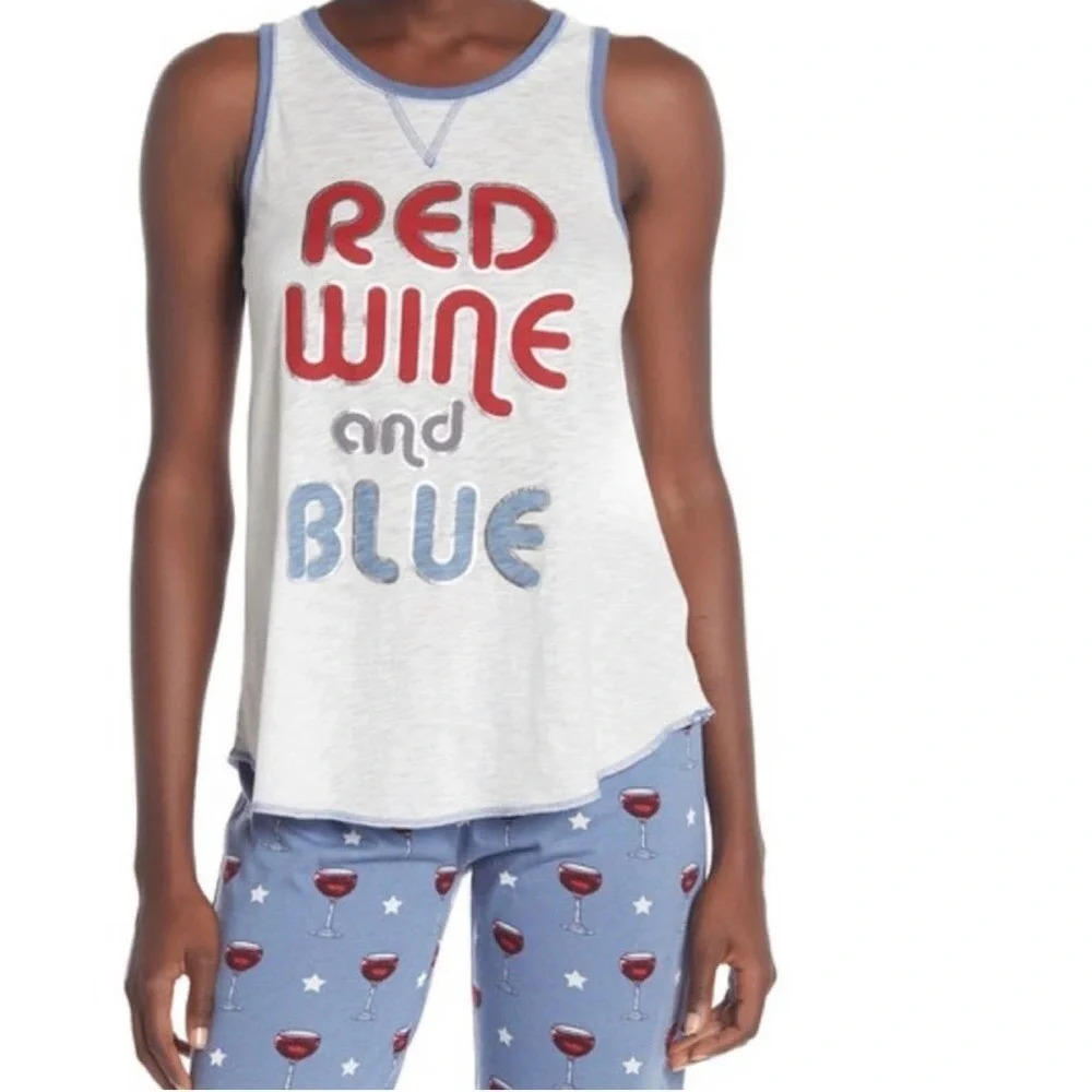 PJ Salvage Women's Size Small Red Wine and Blue White Tank Top NWT